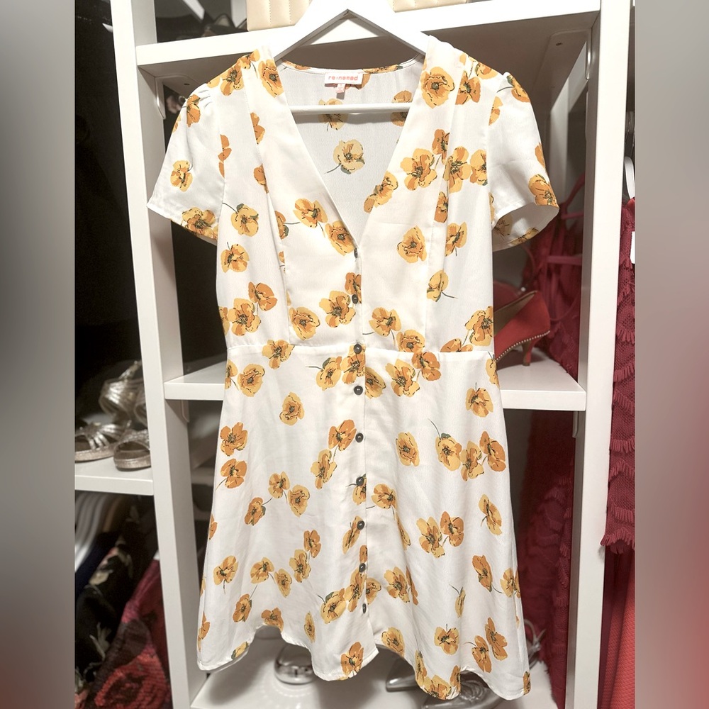 ⭐️5/$25 Re:Named Yellow Floral Button Down Prairie dress